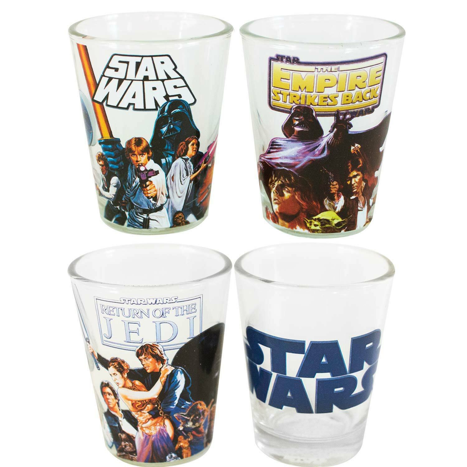 Star Wars Set Of 4 Trilogy Clear Shot Glasses