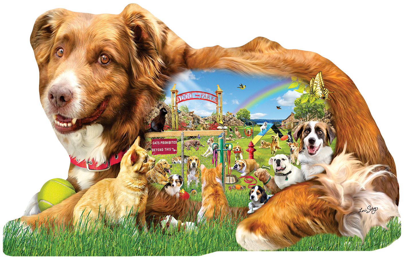 Dog Park 1000pc Shaped Puzzle by SunsOut (96074) - Otto's Granary