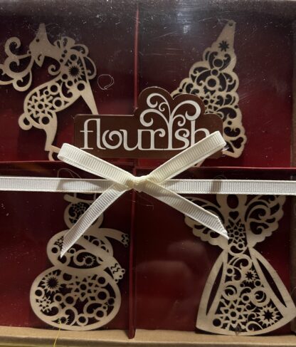 Flourish Wooden Nature Ornaments Set Of 4 4045954