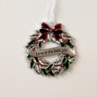 Love Is The Best Gift Metal Wreath Ornament