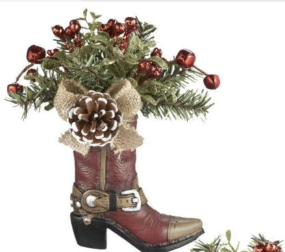 Pinecone Cowboy Boot Western Ornament By Ganz Kk407