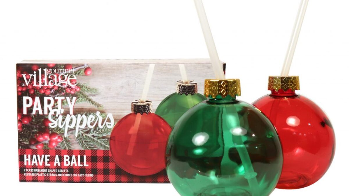 Christmas Ornament Ball Drinking Tumblers Sipper Cups Set of 4