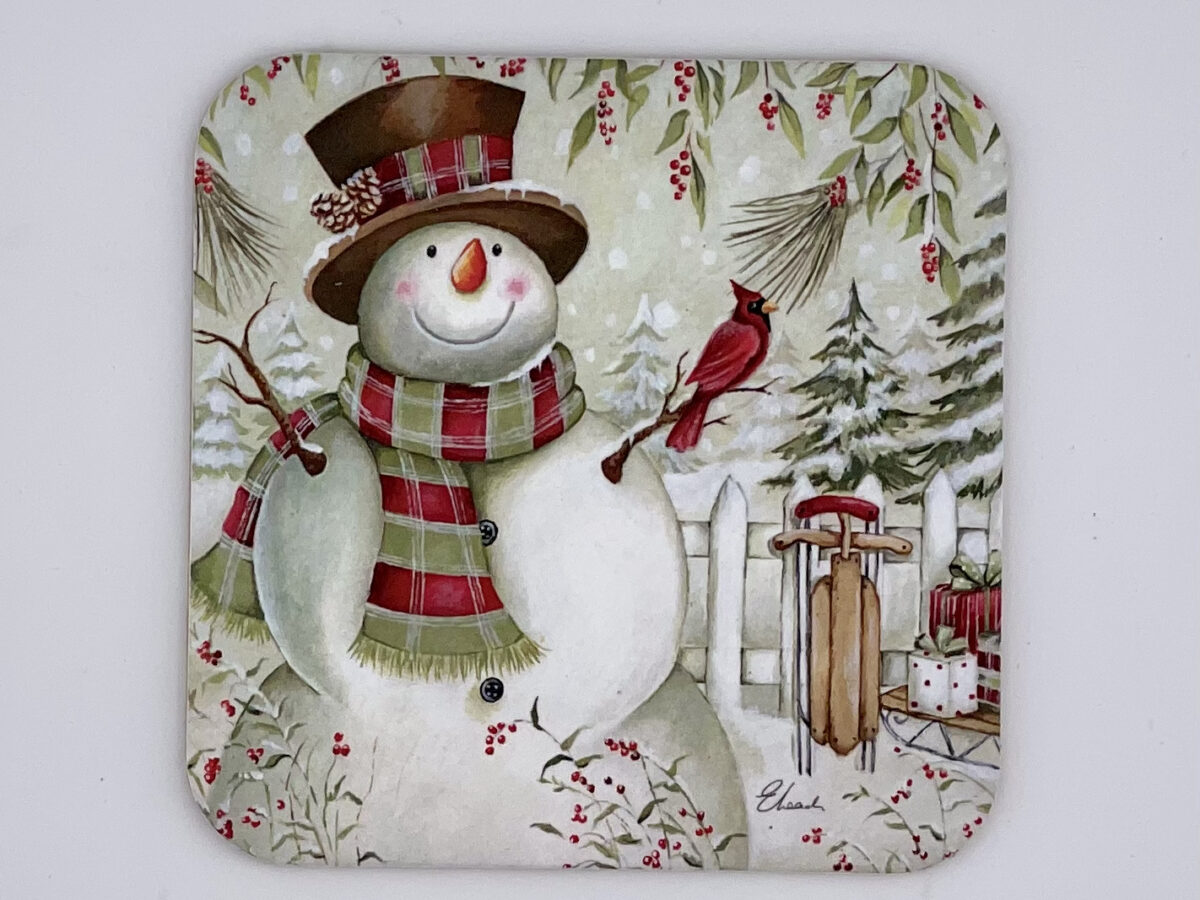 Christmas Coasters: Snowman with Red Bird by LEANIN' TREE - Otto's Granary