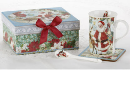 Christmas Santa Porcelain Mug Coaster Spoon Set 8133 3