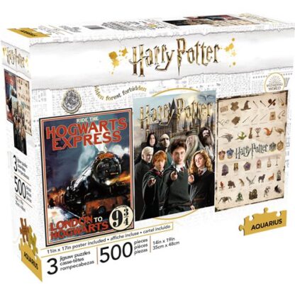Harry Potter 500 Piece Puzzle 3 Pack Set By Aquarius