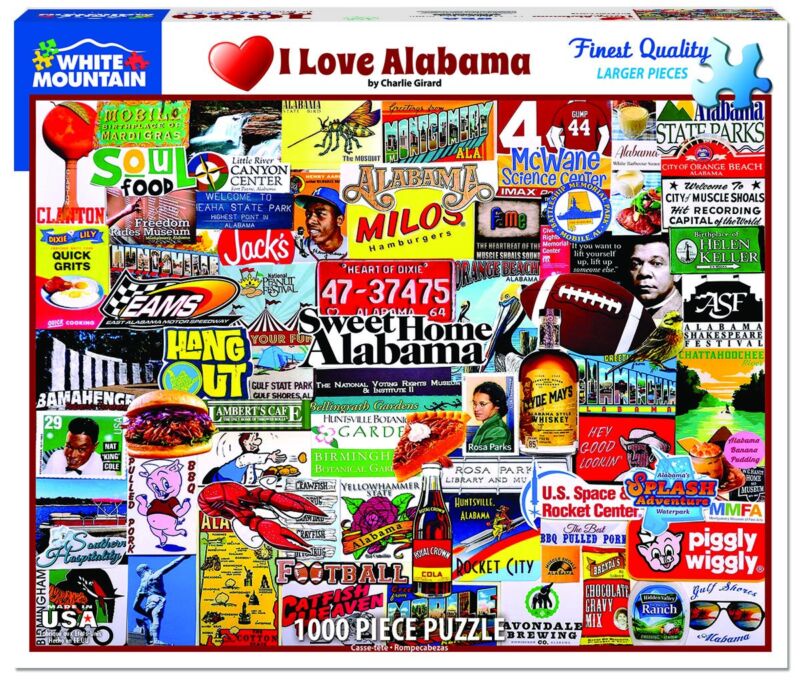 I Love Alabama 1000pc Puzzle By White Mountain 1516pz