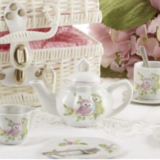 Owl Porcelain Tea Set In Basket 8089 2 2