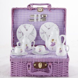 Purple Dancer Porcelain Tea Set In Basket 8118 7