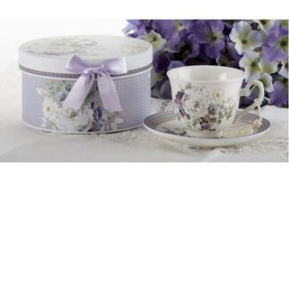 Purple Elegance Porcelain Cup Saucer In Gift Box 8151 7