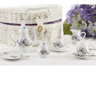Purple Glory Porcelain Tea Set In Basket 8116 7