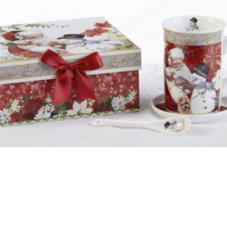 Santa Porcelain Mug Coaster Spoon Set 8155 3 2