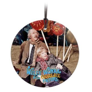 Willy Wonka Charlie Grandpa Joe Hanging Glass Ornament
