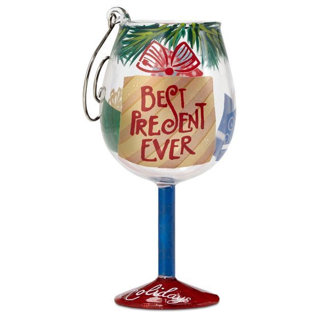 Best Present Ever Mini Wine Glass Ornament By Lolita Wine Glasses
