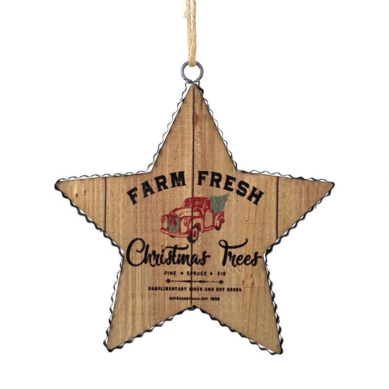 Farm Fresh Wood Star Ornament By Country Living