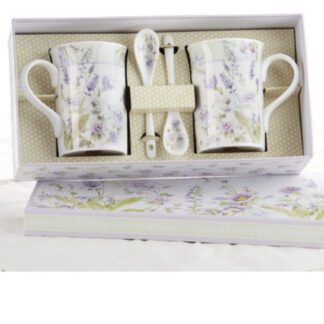 Lavender Rose Porcelain Mug Spoon Set For 2 In Gift Box 8140 7