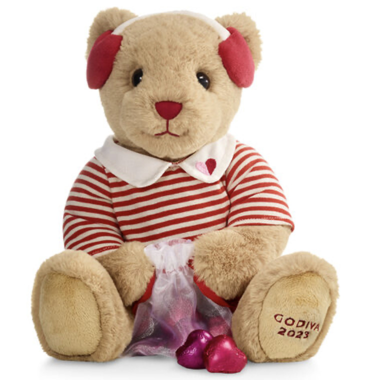 Godiva Limited Edition 2023 Valentines Plush Bear With Chocolate Hearts 2