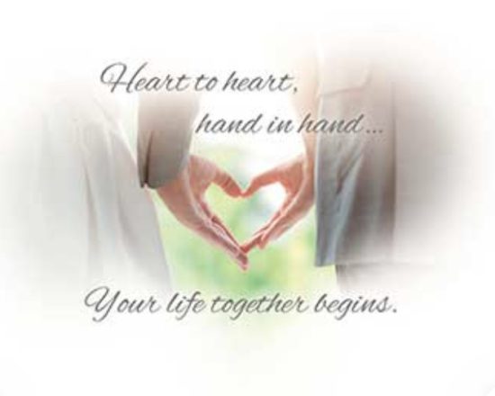 Wedding Card Heart To Heart Hand In Handyour Life Together Begins 3