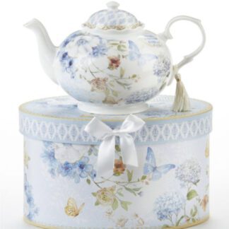 Blue Butterfly Porcelain Tea Pot 8141 2