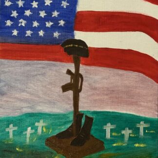 Flag With Fallen Solider 11 X 14 Oil Painting